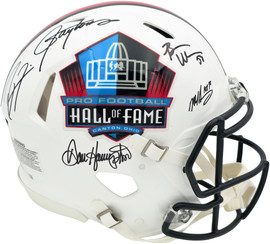 Hall of Fame Linebackers Autographed White Full Size HOF Logo Speed Authentic Helmet With 5 Signatures Including Lawrence Taylor Beckett BAS Witness Stock #267940