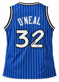 Orlando Magic Shaquille O'Neal Autographed Blue Pinstripe Jersey Beckett BAS QR Stock #267980