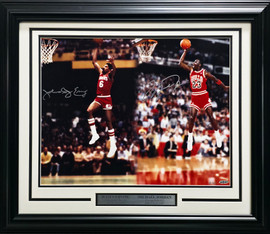 Michael Jordan & Julius "Dr. J" Erving Autographed Framed 16x20 Photo #/150 UDA Holo Stock #267822