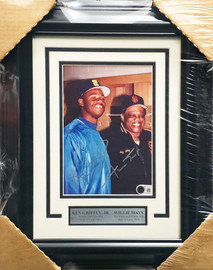 Willie Mays & Ken Griffey Jr. Autographed Framed 8x10 Photo Beckett BAS #AG020305