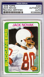 Jack Novak Autographed 1978 Topps Card #294 Tampa Bay Buccaneers PSA/DNA #83365693