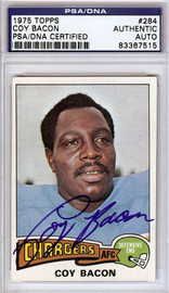 Coy Bacon Autographed 1975 Topps Card #284 San Diego Chargers PSA/DNA #83367515