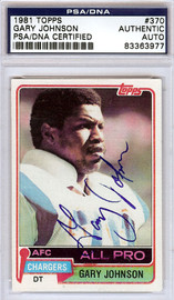Gary Johnson Autographed 1981 Topps Card #370 San Diego Chargers PSA/DNA #83363977