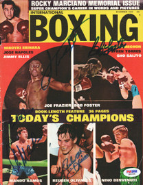 Joe Frazier, Bob Foster, Mando Ramos & Reuben Olivares Autographed International Boxing Magazine Cover PSA/DNA #Q89398