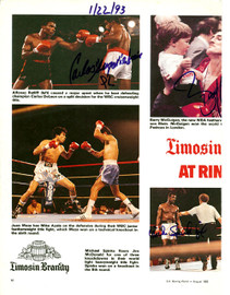 Michael Spinks, Carlos DeLeon & Barry McGuigan Autographed Magazine Page Photo PSA/DNA #S48564