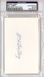 William Bill Terry Autographed 3x5 Index Card New York Giants PSA/DNA #83408353