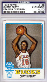 Curtis Perry Autographed 1973 Topps Card #148 Milwaukee Bucks PSA/DNA #83449992