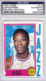 Curtis Perry Autographed 1974 Topps Card #119 New Orleans Jazz PSA/DNA #83454295