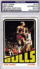 Bob Weiss Autographed 1972 Topps Card #141 Chicago Bulls PSA/DNA #83448200