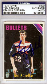 Tom Kozelko Autographed 1975 Topps Card #202 Washington Bullets PSA/DNA #83456851