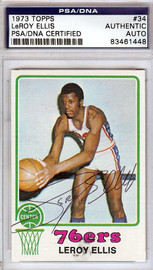 LeRoy Ellis Autographed 1973 Topps Card #34 Philadelphia 76ers PSA/DNA #83461448