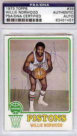 Willie Norwood Autographed 1973 Topps Card #39 Detroit Pistons PSA/DNA #83461457