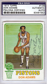 Don Adams Autographed 1973 Topps Card #139 Detroit Pistons "To John" PSA/DNA #83461552