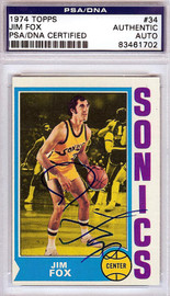 Jim Fox Autographed 1974 Topps Card #34 Seattle Sonics PSA/DNA #83461702