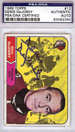 Denis DeJordy Autographed 1968 Topps Card #12 Chicago Blackhawks PSA/DNA #83462344