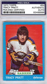 Tracy Pratt Autographed 1973 Topps Card #54 Buffalo Sabres PSA/DNA #83469996