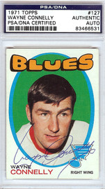 Wayne Connelly Autographed 1971 Topps Card #127 St. Louis Blues PSA/DNA #83466531