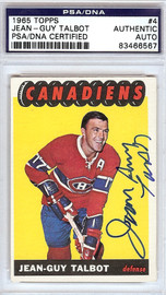 Jean-Guy Talbot Autographed 1965 Topps Card #4 Montreal Canadiens PSA/DNA #83466567