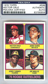 Hector Cruz Autographed 1976 Topps Rookie Card #598 St. Louis Cardinals PSA/DNA #83795858