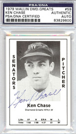 Ken Chase Autographed 1979 Diamond Greats Card #59 Senators PSA/DNA #83829600