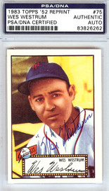 Wes Westrum Autographed 1952 Topps Reprint Card #75 New York Giants PSA/DNA #83826262