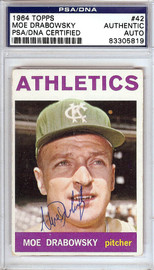Moe Drabowsky Autographed 1964 Topps Card #42 Kansas City A's PSA/DNA #83305819