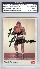 Floyd Patterson Autographed 1991 AW Sports Boxing Card #124 PSA/DNA #83825893