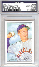 Birdie Tebbetts Autographed 1952 Bowman Reprints Card #124 Cleveland Indians PSA/DNA #83826061