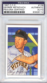 George Metkovich Autographed 1952 Bowman Reprints Card #108 Pittsburgh Pirates PSA/DNA #83826112