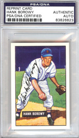 Hank Borowy Autographed 1951 Bowman Reprints Card #250 Detroit Tigers PSA/DNA #83826823