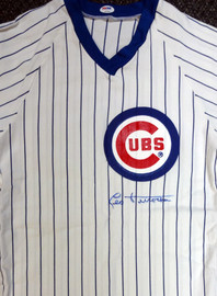 Chicago Cubs Ernie Banks Autographed Framed Gray Jersey Mr. Cub