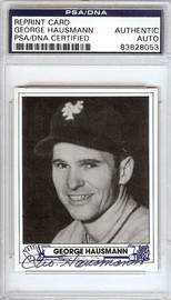 George Hausmann Autographed 1944 Play Ball Reprint Card #36 New York Giants PSA/DNA #83828053