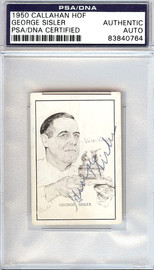 George Sisler Autographed 1950 Callahan HOF Card PSA/DNA #83840764