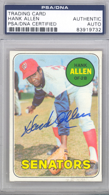 Hank Allen Autographed 1969 Topps Card #623 Washington Senators PSA/DNA #83919732