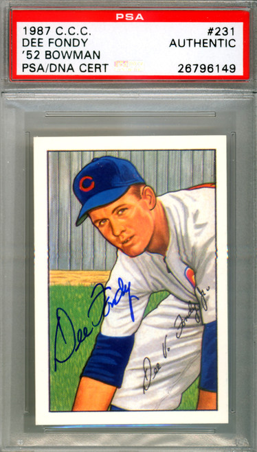 Dee Fondy Autographed 1987 1952 Bowman Reprint Card #231 Chicago Cubs PSA/DNA #26796149