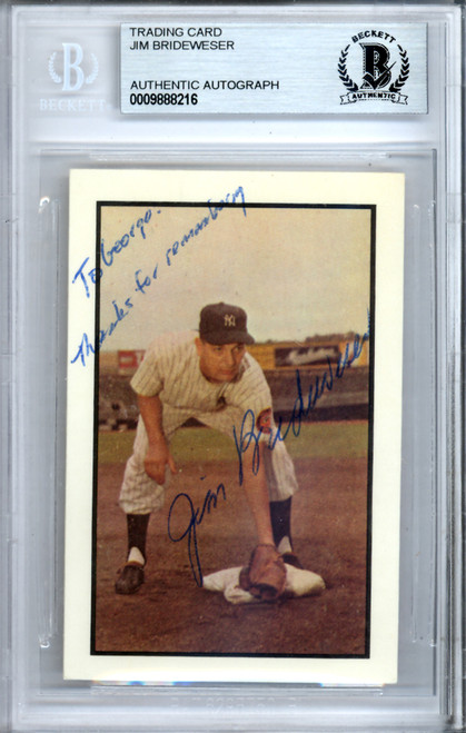 Jim Brideweser Autographed 1953 Bowman Reprint Card #136 New York Yankees "To George" Beckett BAS #9888216