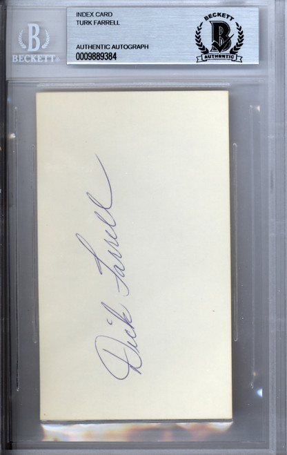 Dick "Turk" Farrell Autographed 3x5 Index Card Philadelphia Phillies Beckett BAS #9889384