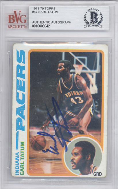Earl Tatum Autographed 1978 Topps Card #47 Indiana Pacers Beckett BAS #10009042