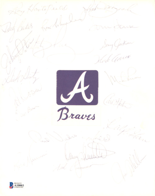 1973 Atlanta Braves Autographed 8x10 Cut Signature With 21 Total Signatures Including Hank Aaron Beckett BAS #A10003