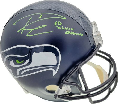 Russell Wilson Autographed Seattle Seahawks Full Size Replica Helmet "SB XLVIII Champs" In Green RW Holo Stock #72372