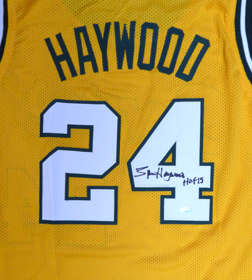 Seattle Sonics Spencer Haywood Autographed Gold Jersey "HOF 15" MCS Holo Stock #104222