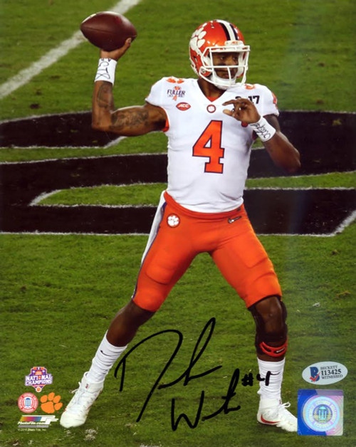 Deshaun Watson Autographed 8x10 Photo Clemson Tigers Beckett BAS Stock #113716