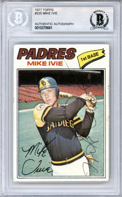 Mike Ivie Autographed 1977 Topps Card #325 San Diego Padres Beckett BAS #10378661