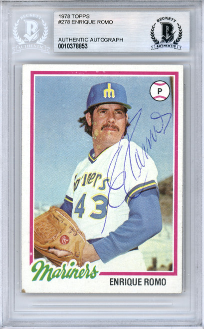 Enrique Romo Autographed 1978 Topps Rookie Card #278 Seattle Mariners Beckett BAS #10378853