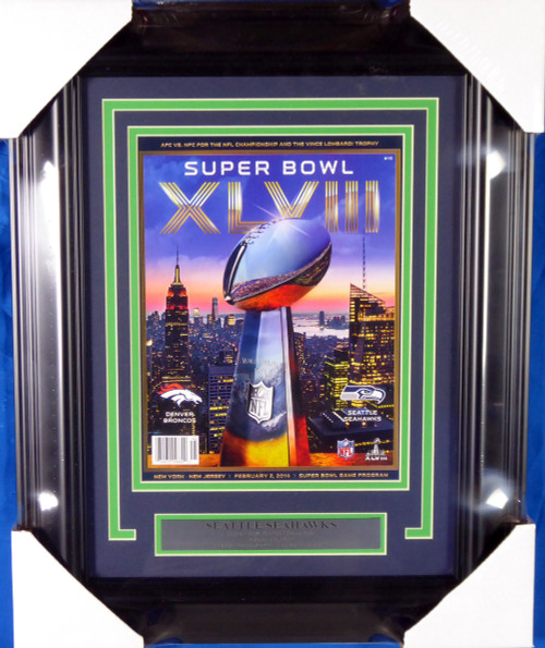 Seattle Seahawks Super Bowl XLVIII Unsigned Framed Program Stock #135265