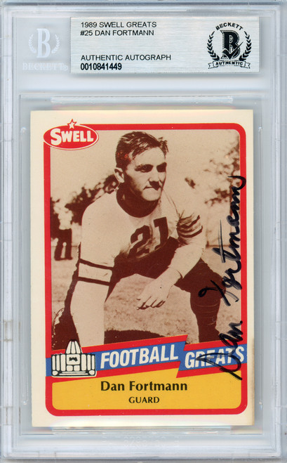 Dan Fortmann Autographed 1989 Swell Card #25 Chicago Bears Beckett BAS #10841449
