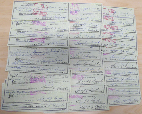 Sam Snead Autographed 3x8.5 Checks Lot Of 50 Checks SKU #146441