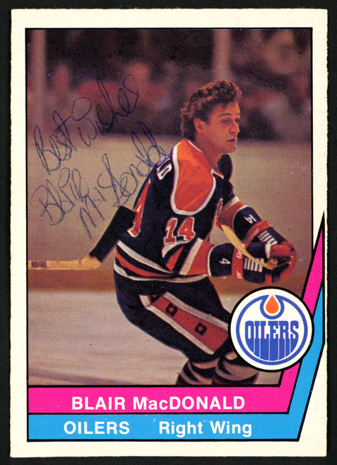 Blair MacDonald Autographed 1977-78 WHA O-Pee-Chee Card #16 Edmonton Oilers "Best Wishes" SKU #151336