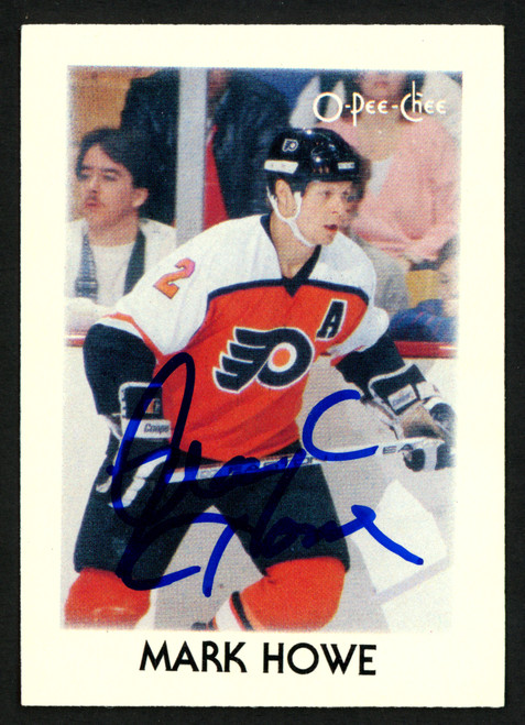 Mark Howe Autographed 1987-88 Mini O-Pee-Chee Card #18 Philadelphia Flyers SKU #151758