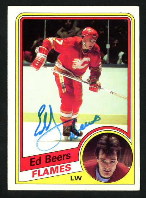 Ed Beers Autographed 1984-85 Topps Card #24 Calgary Flames SKU #152051